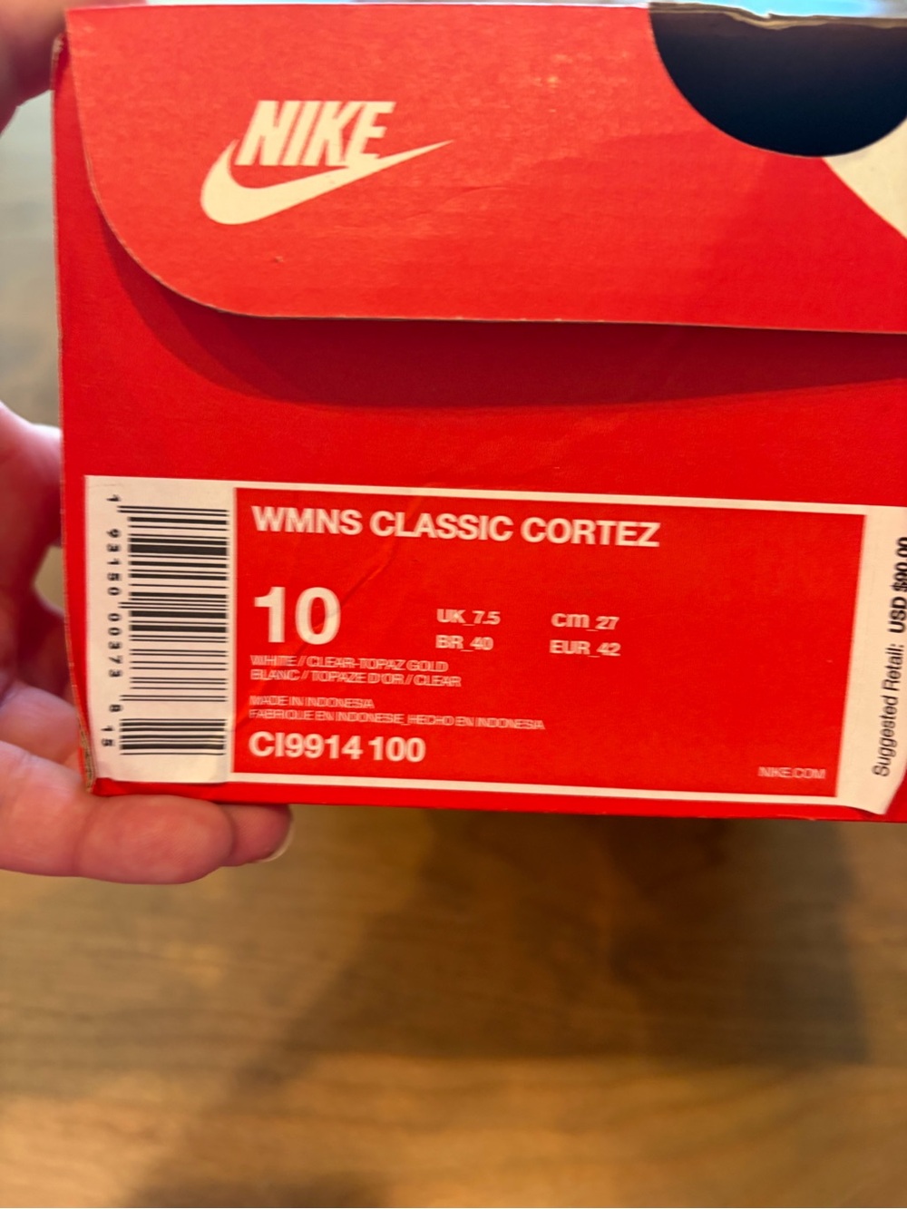 NIB Nike Women's Classic Cortez 'White Topaz Gold' CI9914-100 Size 10 - Picture 5 of 10